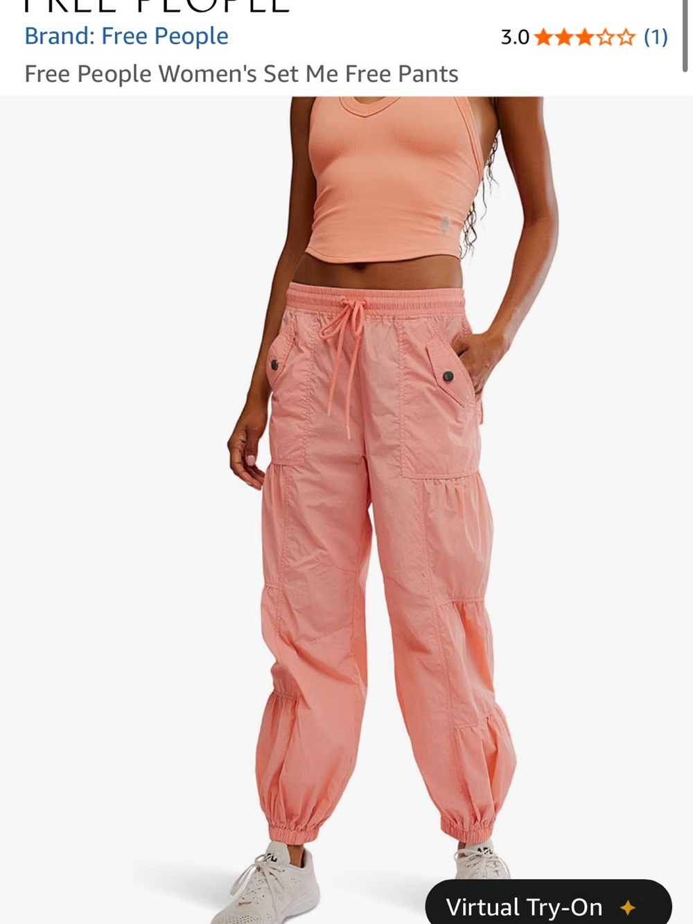 Free People Coral Drawstring Cargo Joggers
